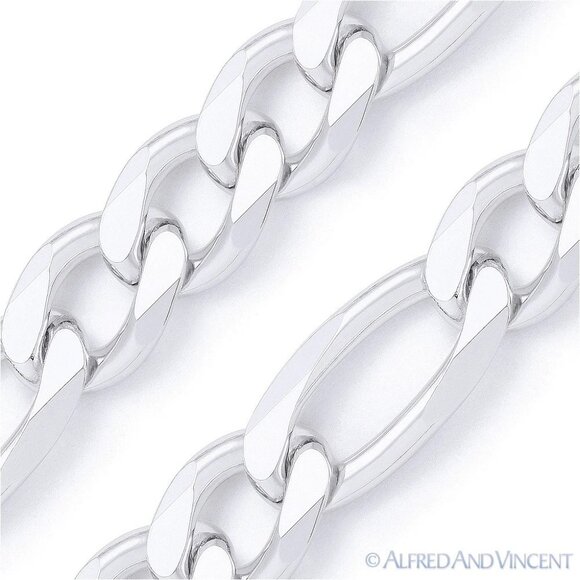 Figaro Link 3.7mm G100 Italian Chain Necklace in Solid 925  3.7mm Figaro / Figaroa Link Chain Necklace in Solid .925 Sterling Silver - 26\